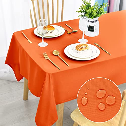 DWCN Orange Tischdecke Fleckschutz Abwaschbar Tischwäsche Wasserdicht Tischtuch für Esszimmer, Garten, Party, Hochzeiten oder Haushalt,130x160cm von DWCN