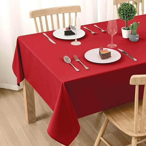 DWCN Rot Tischdecke Outdoor Wetterfest 140x260cm Fleckschutz Abwaschbar Wasserabweisend Tischwäsche Abwischbare Wasserdicht Tischtuch für Esszimmer, Garten, Party, Hochzeiten oder Haushalt DWCN Rot Tischdecke Outdoor Wetterfest 140x260cm Fleckschutz Abwaschbar Wasserabweisend Tischwäsche Abwischbare Wasserdicht Tischtuch für Esszimmer, Garten, Party, Hochzeiten oder Haushalt von DWCN