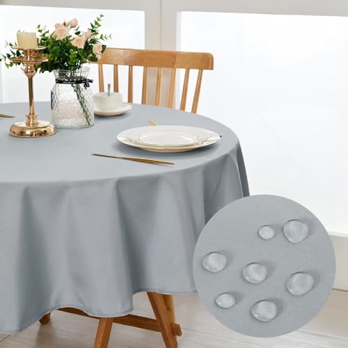 DWCN Silver grau Tischdecke Rund 120cm,Fleckschutz Abwaschbar Tischwäsche Wasserdicht Tischtuch für Esszimmer,Garten,Party,Hochzeiten oder Haushal DWCN Silver grau Tischdecke Rund 120cm,Fleckschutz Abwaschbar Tischwäsche Wasserdicht Tischtuch für Esszimmer,Garten,Party,Hochzeiten oder Haushal von DWCN