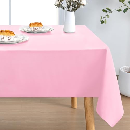 DWCN Tischdecke, rechteckig, wasserdicht, flecken- und knitterfrei, waschbar, dekorative Stoff-Tischdecke für Küche, Esszimmer, Party und Außenbereich, 137 x 203 cm, Rosa von DWCN