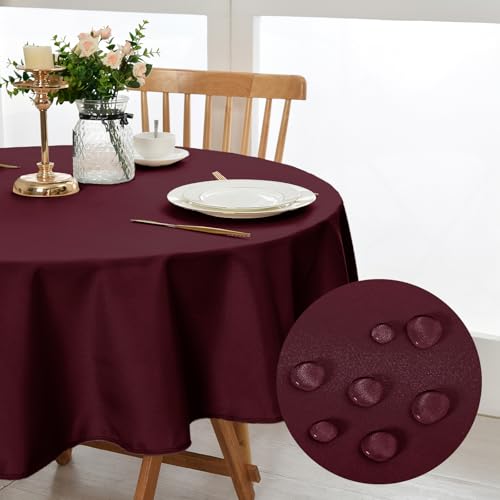 DWCN Weinrot Tischdecke Rund 120cm,Fleckschutz Abwaschbar Tischdecke Weihnachten Tischtuch für Esszimmer,Garten,Party,Hochzeiten oder Haushal DWCN Weinrot Tischdecke Rund 120cm,Fleckschutz Abwaschbar Tischdecke Weihnachten Tischtuch für Esszimmer,Garten,Party,Hochzeiten oder Haushal von DWCN