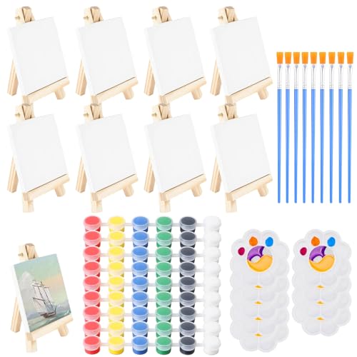 DWDHYEAN 45 teiliges Mini Staffelei mit Leinwand Set staffelei-Bilderrahmen-Set,staffeleien Dreieck Holz Dekoration DIY Mini-Staffelei malen zubehör für Einsteiger & Hobbymaler von DWDHYEAN