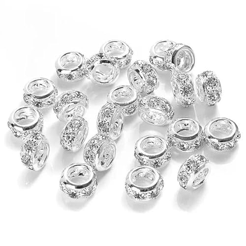 10 Stück/Lot 10/12 mm runde Kreis-Abstandsperlen lose Kristallperlen mit großem Loch für die Herstellung von Armbändern, Halsketten, DIY-Zubehör, 5–10 mm von DWHPQL