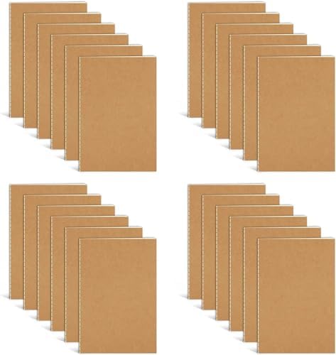 DWIYITTN Mini Notizbuch, 24 Stück Notizblock klein Handlich Taschennotizbuch Liniert 36 Seiten Notizbücher Bulk Journal Notizblöcke fürs Kinder Studenten Büro College, 9x13cm, Braun von DWIYITTN