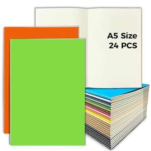 DWIYITTN Notizbuch A5 Blanko, 24 Stück Kraft Cover Notizblock Skizzenbuch Set 30 leere Blatt Notizhefte Unliniert Heft für Kinder Schüler Büro Schule Geschenk - 14 Farben DWIYITTN Notizbuch A5 Blanko, 24 Stück Kraft Cover Notizblock Skizzenbuch Set 30 leere Blatt Notizhefte Unliniert Heft für Kinder Schüler Büro Schule Geschenk - 14 Farben von DWIYITTN