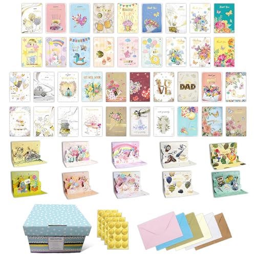 DWIYITTN Geburtstagskarte mit Umschlag, 48 Geschenkkarte Grußkarte, 3D Pop Up Karte Geburtstag und Klappkarten, Happy Birthday Geschenke für Frau, Beste Freundin, Kinder DWIYITTN Geburtstagskarte mit Umschlag, 48 Geschenkkarte Grußkarte, 3D Pop Up Karte Geburtstag und Klappkarten, Happy Birthday Geschenke für Frau, Beste Freundin, Kinder von DWIYITTN