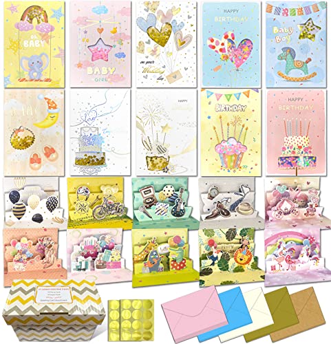 DWIYITTN Geburtstagskarte mit Umschlag, 20 Geschenkkarte Grußkarte, 3D Pop Up Karte Geburtstag und Klappkarten, Happy Birthday Geschenke für Frau, Beste Freundin, Kinder DWIYITTN Geburtstagskarte mit Umschlag, 20 Geschenkkarte Grußkarte, 3D Pop Up Karte Geburtstag und Klappkarten, Happy Birthday Geschenke für Frau, Beste Freundin, Kinder von DWIYITTN