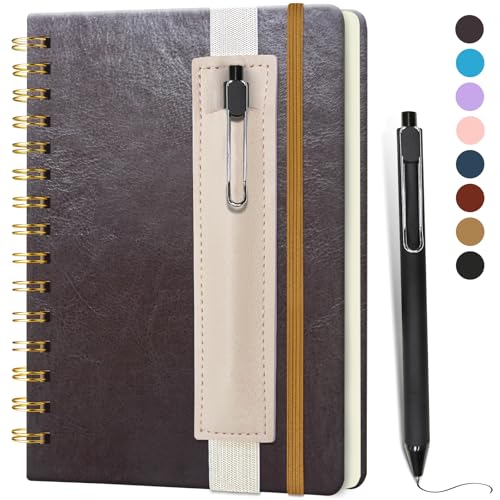 DWIYITTN Notizbuch A5 Liniert, Hardcover Spiralbindung 80 Blatt /160 Seiten Notizbuch mit Stift & Kunstleder-Stifthalter Collegeblock Notizblock für Arbeit Büro Schule 14,5 x 21cm 80 g/m² -Dunkelbraun DWIYITTN Notizbuch A5 Liniert, Hardcover Spiralbindung 80 Blatt /160 Seiten Notizbuch mit Stift & Kunstleder-Stifthalter Collegeblock Notizblock für Arbeit Büro Schule 14,5 x 21cm 80 g/m² -Dunkelbraun von DWIYITTN