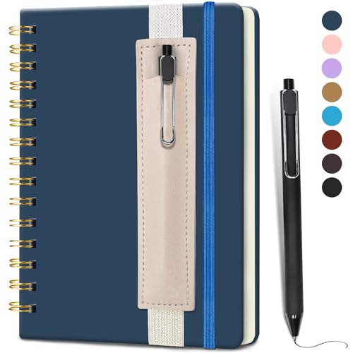 DWIYITTN Notizbuch A5 Liniert, Hardcover Spiralbindung 80 Blatt /160 Seiten Notizbuch mit Stift & Kunstleder-Stifthalter Collegeblock Notizblock für Arbeit Büro Schule 14,5 x 21cm 80 g/m² -Marineblau DWIYITTN Notizbuch A5 Liniert, Hardcover Spiralbindung 80 Blatt /160 Seiten Notizbuch mit Stift & Kunstleder-Stifthalter Collegeblock Notizblock für Arbeit Büro Schule 14,5 x 21cm 80 g/m² -Marineblau von DWIYITTN
