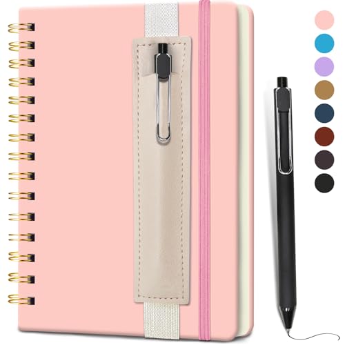 DWIYITTN Notizbuch A5 Liniert, Hardcover Spiralbindung 80 Blatt /160 Seiten Notizbuch mit Stift & Kunstleder-Stifthalter Collegeblock Notizblock für Arbeit Büro Schule 14,5 x 21cm 80 g/m² -Rosa DWIYITTN Notizbuch A5 Liniert, Hardcover Spiralbindung 80 Blatt /160 Seiten Notizbuch mit Stift & Kunstleder-Stifthalter Collegeblock Notizblock für Arbeit Büro Schule 14,5 x 21cm 80 g/m² -Rosa von DWIYITTN