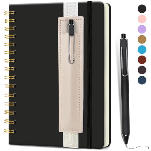 DWIYITTN Notizbuch A5 Liniert, Hardcover Spiralbindung 80 Blatt /160 Seiten Notizbuch mit Stift & Kunstleder-Stifthalter Collegeblock Notizblock für Arbeit Büro Schule 14,5 x 21cm 80 g/m² -Schwarz DWIYITTN Notizbuch A5 Liniert, Hardcover Spiralbindung 80 Blatt /160 Seiten Notizbuch mit Stift & Kunstleder-Stifthalter Collegeblock Notizblock für Arbeit Büro Schule 14,5 x 21cm 80 g/m² -Schwarz von DWIYITTN