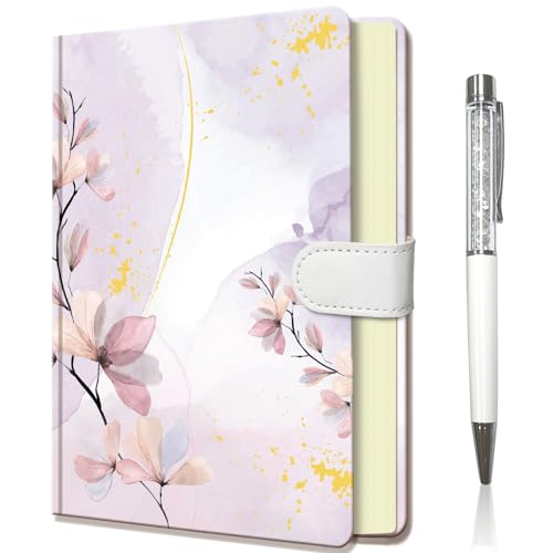DWIYITTN kinder Notizbuch mit Stift, klein Blume Tagebuch Mädchen 19x13,5cm Hardcover Liniert Notizblock mit Stift und Magnetverschluss Notizbücher set Geschenke für Schul, 96 Blatt 80 g/m² von DWIYITTN