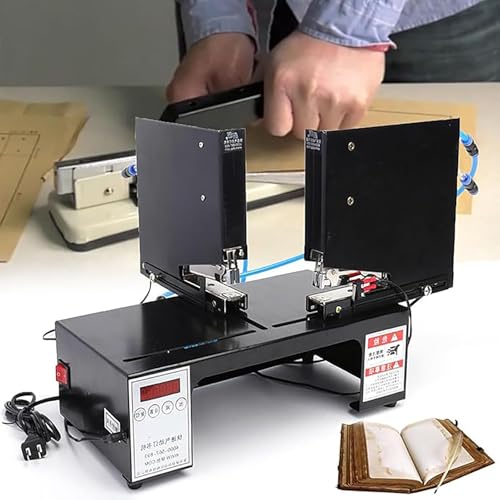 Heftgerät, 0,95-13,8 Zoll pneumatischer Doppelkopfhefter, 100 mm industrielle elektrische Bindemaschine, aufklappbarer Nagelschlitz und verstellbare Positionierungsplatte, Panel von DWSSX