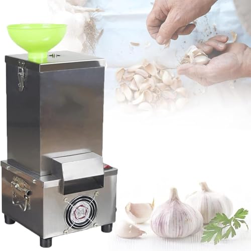 Kommerzieller elektrischer Knoblauchschäler, 180 W, automatische Knoblauchschälmaschine aus Edelstahl mit Trichter 25 kg/h, eingebautem Kühler und abnehmbar, leicht zu reinigen for die Kantine in Rest von DWSSX