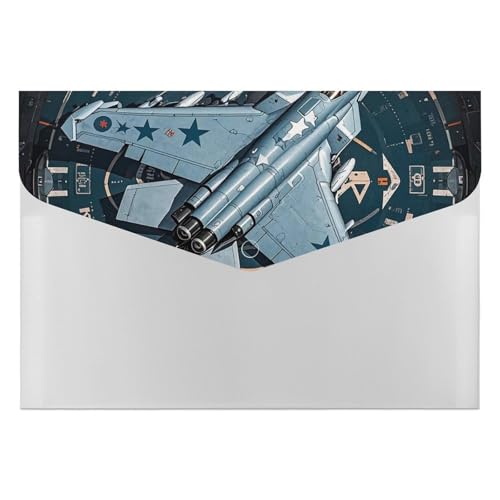 Air Force Fighter Jet-Aktenordner, Organizer, langlebiges Aktenportfolio mit 6 Fächern, Ordner für Aktenschrank, Büro, Lebenslauf-Portfolio von DWTJKMS