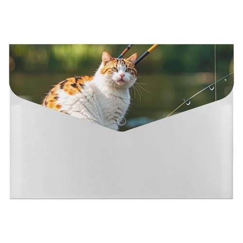Aktenordner mit Fischerkatze, langlebig, mit 6 Fächern, Ordner für Aktenschrank, Büro, Lebenslauf-Portfolio von DWTJKMS