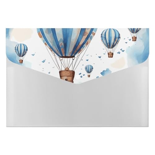 Blauer Heißluftballon-Aktenordner, Organizer, langlebig, mit 6 Fächern, Ordner für Aktenschrank, Büro, Lebenslauf-Portfolio von DWTJKMS