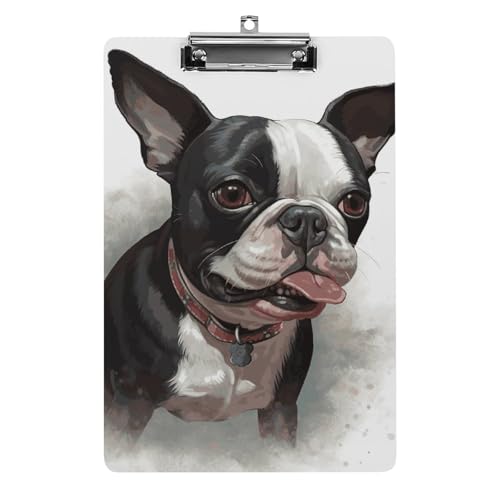 Boston Terrier Klemmbrett, Acryl, niedlich, modisch, dekorativ, 31,8 x 21,6 cm, Standard-A4-Größe, Acryl-Clip für Klassenzimmer, Lehrer, Bürobedarf Boston Terrier Klemmbrett, Acryl, niedlich, modisch, dekorativ, 31,8 x 21,6 cm, Standard-A4-Größe, Acryl-Clip für Klassenzimmer, Lehrer, Bürobedarf von DWTJKMS