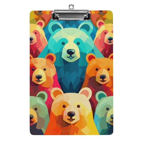 Bunte Bären-Klemmbrett, Acryl, niedlich, modisch, dekorativ, 31,8 x 21,6 cm, Standard-A4-Größe, Acryl-Clip für Klassenzimmer, Lehrer, Bürobedarf Bunte Bären-Klemmbrett, Acryl, niedlich, modisch, dekorativ, 31,8 x 21,6 cm, Standard-A4-Größe, Acryl-Clip für Klassenzimmer, Lehrer, Bürobedarf von DWTJKMS