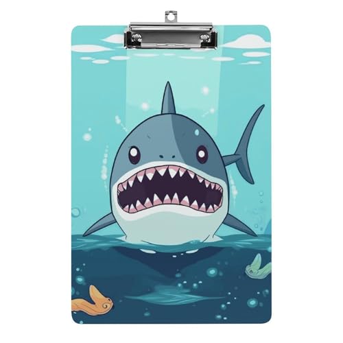 Cartoon-Hai, schwimmend im Wasser, Klemmbrett, Acryl, niedlich, modisch, dekorativ, 31,8 x 21,6 cm, Standard-A4-Größe, Acryl-Clip für Klassenzimmer, Lehrer, Bürobedarf Cartoon-Hai, schwimmend im Wasser, Klemmbrett, Acryl, niedlich, modisch, dekorativ, 31,8 x 21,6 cm, Standard-A4-Größe, Acryl-Clip für Klassenzimmer, Lehrer, Bürobedarf von DWTJKMS