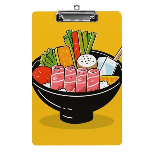 Cartoon-Hotpot-Klemmbrett aus Acryl, niedliches modisches Klemmbrett, dekorativ, 31,8 x 21,6 cm, Standard-A4-Größe, Acryl-Clip für Klassenzimmer, Lehrer, Bürobedarf von DWTJKMS
