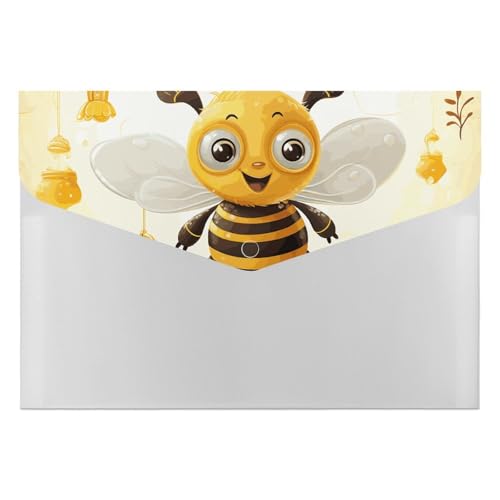 Cute Bees Honey Aktenordner, Organizer, langlebig, mit 6 Fächern, Ordner für Aktenschrank, Büro, Lebenslauf-Portfolio von DWTJKMS