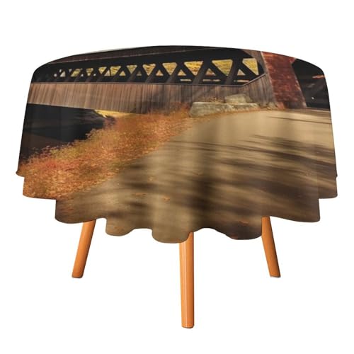 DWTJKMS Albany Runde Tischdecke, abgedeckte Brücke, Picknick, Dinner-Party, Dekoration, Tischdecken, Sommer, Herbst, Outdoor, Kreisabdeckung, 127 x 127 cm, für Hochzeit, Geburtstag, Terrasse, Party DWTJKMS Albany Runde Tischdecke, abgedeckte Brücke, Picknick, Dinner-Party, Dekoration, Tischdecken, Sommer, Herbst, Outdoor, Kreisabdeckung, 127 x 127 cm, für Hochzeit, Geburtstag, Terrasse, Party von DWTJKMS