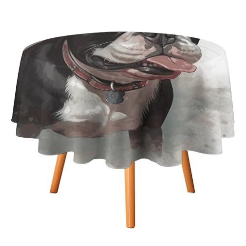 DWTJKMS Boston Terrier, runde Tischdecke, Picknick, Dinner-Party, Dekoration, für Sommer, Herbst, Outdoor, Kreisabdeckung, 127 x 127 cm, für Hochzeit, Geburtstag, Terrasse, Party DWTJKMS Boston Terrier, runde Tischdecke, Picknick, Dinner-Party, Dekoration, für Sommer, Herbst, Outdoor, Kreisabdeckung, 127 x 127 cm, für Hochzeit, Geburtstag, Terrasse, Party von DWTJKMS