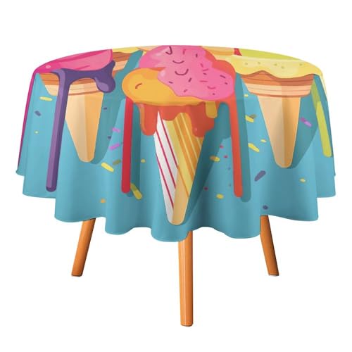 DWTJKMS Bunte Eiscreme-Tischdecke, rund, für Picknick, Dinner-Party, Dekoration, Sommer, Herbst, Outdoor, Kreisabdeckung, 91,4 x 91,4 cm, für Hochzeit, Geburtstag, Terrasse, Party DWTJKMS Bunte Eiscreme-Tischdecke, rund, für Picknick, Dinner-Party, Dekoration, Sommer, Herbst, Outdoor, Kreisabdeckung, 91,4 x 91,4 cm, für Hochzeit, Geburtstag, Terrasse, Party von DWTJKMS
