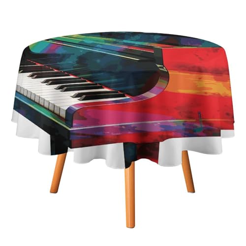DWTJKMS Bunte Tischdecke mit Klaviertastatur, Musik, runde Tischdecke, Picknick, Dinner-Party, Dekoration, Sommer, Herbst, Outdoor, Kreisabdeckung, 127 x 127 cm, für Hochzeit, Geburtstag, Terrasse DWTJKMS Bunte Tischdecke mit Klaviertastatur, Musik, runde Tischdecke, Picknick, Dinner-Party, Dekoration, Sommer, Herbst, Outdoor, Kreisabdeckung, 127 x 127 cm, für Hochzeit, Geburtstag, Terrasse von DWTJKMS