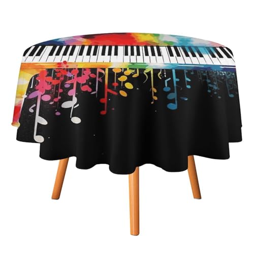 DWTJKMS Bunte Tischdecke mit Klaviertastatur, Musiknoten, rund, für Picknick, Abendessen, Party, Sommer, Herbst, Outdoor, Kreis, 177,8 x 177,8 cm, für Hochzeit, Geburtstag, Terrasse, Party DWTJKMS Bunte Tischdecke mit Klaviertastatur, Musiknoten, rund, für Picknick, Abendessen, Party, Sommer, Herbst, Outdoor, Kreis, 177,8 x 177,8 cm, für Hochzeit, Geburtstag, Terrasse, Party von DWTJKMS