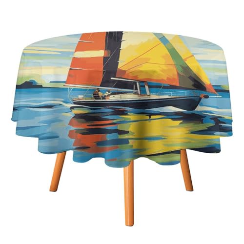 DWTJKMS Bunte Tischdecke mit Segelboot, rund, für Picknick, Dinner-Party, Dekoration, Sommer, Herbst, Outdoor, Kreisabdeckung, 177,8 x 177,8 cm, für Hochzeit, Geburtstag, Terrasse, Party DWTJKMS Bunte Tischdecke mit Segelboot, rund, für Picknick, Dinner-Party, Dekoration, Sommer, Herbst, Outdoor, Kreisabdeckung, 177,8 x 177,8 cm, für Hochzeit, Geburtstag, Terrasse, Party von DWTJKMS