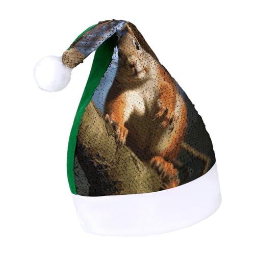 DWTJKMS Eichhörnchen lustige Tier-Weihnachtsmannmütze, klassische Fell-Weihnachtsmütze, dicke Weihnachtsmütze mit Pailletten, lustige Urlaubs-Wintermütze DWTJKMS Eichhörnchen lustige Tier-Weihnachtsmannmütze, klassische Fell-Weihnachtsmütze, dicke Weihnachtsmütze mit Pailletten, lustige Urlaubs-Wintermütze von DWTJKMS