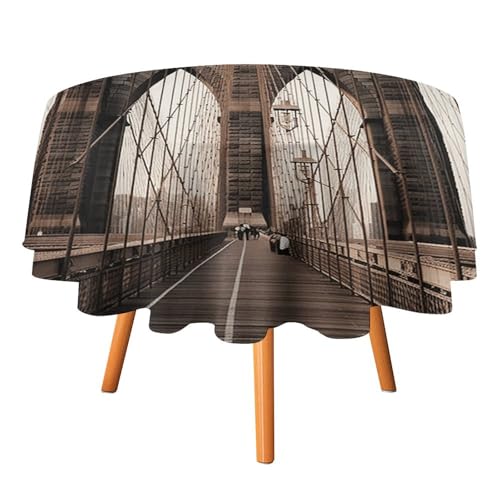 DWTJKMS Foto von Brooklyn Bridge, runde Tischdecke, Picknick, Dinner-Party, Dekoration, Tischdecken, Sommer, Herbst, Outdoor, Kreisabdeckung, 127 x 127 cm, für Hochzeit, Geburtstag, Terrasse, Party DWTJKMS Foto von Brooklyn Bridge, runde Tischdecke, Picknick, Dinner-Party, Dekoration, Tischdecken, Sommer, Herbst, Outdoor, Kreisabdeckung, 127 x 127 cm, für Hochzeit, Geburtstag, Terrasse, Party von DWTJKMS