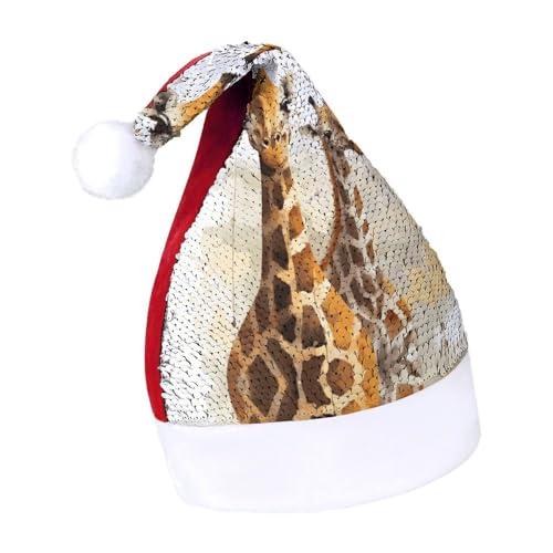 DWTJKMS Giraffen-Weihnachtsmannmütze, klassische Fell-Weihnachtsmütze, dick, mit Pailletten, lustige Wintermütze DWTJKMS Giraffen-Weihnachtsmannmütze, klassische Fell-Weihnachtsmütze, dick, mit Pailletten, lustige Wintermütze von DWTJKMS
