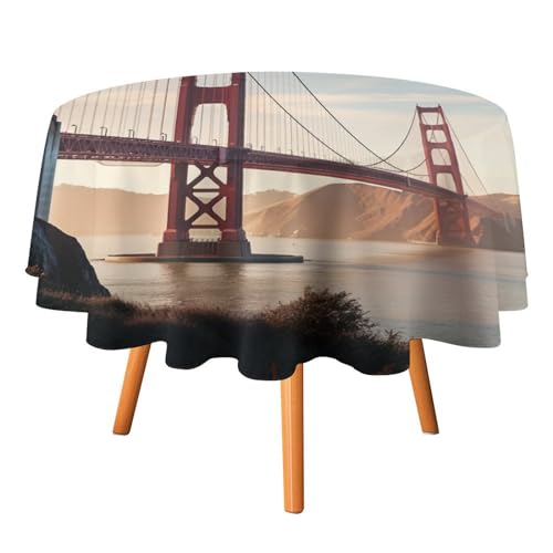 DWTJKMS Golden Gate Bridge Runde Tischdecke, Picknick, Dinner-Party, Dekoration, Tischdecken, Sommer, Herbst, Outdoor, Kreisabdeckung, 152,4 x 152,4 cm, für Hochzeit, Geburtstag, Terrasse, Party DWTJKMS Golden Gate Bridge Runde Tischdecke, Picknick, Dinner-Party, Dekoration, Tischdecken, Sommer, Herbst, Outdoor, Kreisabdeckung, 152,4 x 152,4 cm, für Hochzeit, Geburtstag, Terrasse, Party von DWTJKMS