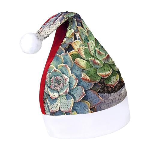 DWTJKMS Grüne Pflanzen Weihnachtsmannmütze, klassische Fell-Weihnachtsmütze, dicke Weihnachtsmütze mit Pailletten, lustige Urlaubs-Wintermütze DWTJKMS Grüne Pflanzen Weihnachtsmannmütze, klassische Fell-Weihnachtsmütze, dicke Weihnachtsmütze mit Pailletten, lustige Urlaubs-Wintermütze von DWTJKMS