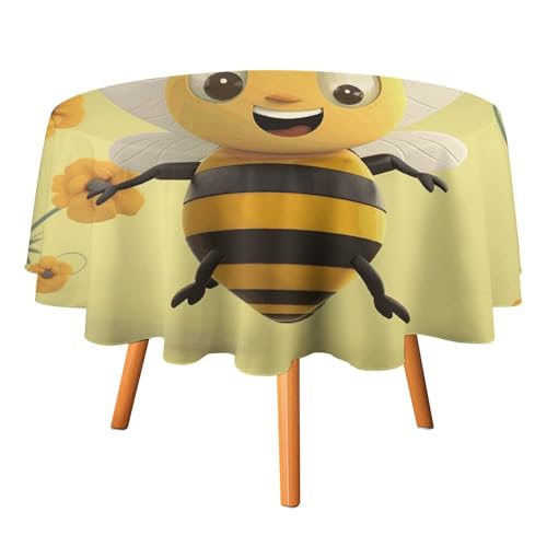 DWTJKMS Happy Bee Runde Tischdecke, Picknick, Dinner-Party, Dekoration, Tischdecken, Sommer, Herbst, Outdoor, Kreisabdeckung, 178 x 177,8 cm, für Hochzeit, Geburtstag, Terrasse, Party DWTJKMS Happy Bee Runde Tischdecke, Picknick, Dinner-Party, Dekoration, Tischdecken, Sommer, Herbst, Outdoor, Kreisabdeckung, 178 x 177,8 cm, für Hochzeit, Geburtstag, Terrasse, Party von DWTJKMS