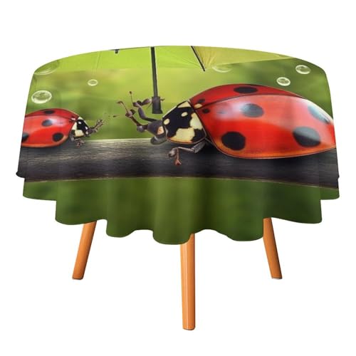 DWTJKMS Lustige Marienkäfer mit Regenschirmen, runde Tischdecke, Picknick, Dinner-Party, Dekoration, Tischdecken, Sommer, Herbst, Outdoor, kreisförmige Abdeckung, 178 x 177,8 cm, für Hochzeit DWTJKMS Lustige Marienkäfer mit Regenschirmen, runde Tischdecke, Picknick, Dinner-Party, Dekoration, Tischdecken, Sommer, Herbst, Outdoor, kreisförmige Abdeckung, 178 x 177,8 cm, für Hochzeit von DWTJKMS
