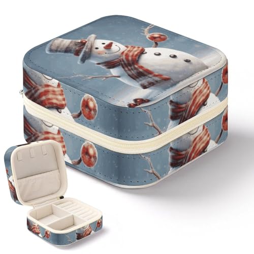 DWTJKMS Lustiger Weihnachts-Schneemann-Reise-Schmuckkoffer, Mini-Schmuckhalter, Organizer, Box, multifunktionale Schmuckschatulle für Ringe, Ohrringe, Halsketten, Armreifen, Geschenke für Frauen DWTJKMS Lustiger Weihnachts-Schneemann-Reise-Schmuckkoffer, Mini-Schmuckhalter, Organizer, Box, multifunktionale Schmuckschatulle für Ringe, Ohrringe, Halsketten, Armreifen, Geschenke für Frauen von DWTJKMS