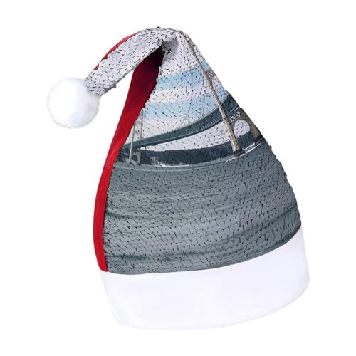 DWTJKMS Mackinac Weihnachtsmannmütze mit Hängebrücke, klassischer Pelzmütze, dick, für Weihnachten, Party, mit Pailletten, lustige Wintermütze DWTJKMS Mackinac Weihnachtsmannmütze mit Hängebrücke, klassischer Pelzmütze, dick, für Weihnachten, Party, mit Pailletten, lustige Wintermütze von DWTJKMS