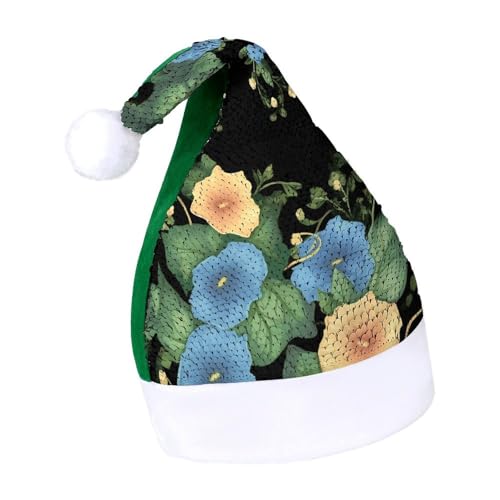 DWTJKMS Morning Glory Weihnachtsmannmütze, klassische Fell-Weihnachtsmütze, dicke Weihnachtsmütze mit Pailletten, lustige Wintermütze DWTJKMS Morning Glory Weihnachtsmannmütze, klassische Fell-Weihnachtsmütze, dicke Weihnachtsmütze mit Pailletten, lustige Wintermütze von DWTJKMS
