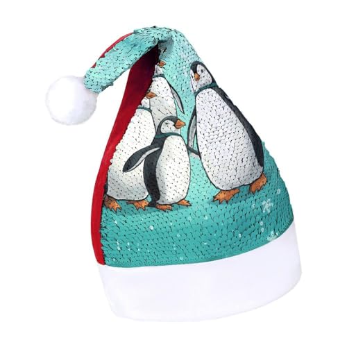 DWTJKMS Niedliche Pinguin-Weihnachtsmannmütze, klassische Fell-Weihnachtsmütze, dicke Weihnachtsmütze mit Pailletten, lustige Wintermütze DWTJKMS Niedliche Pinguin-Weihnachtsmannmütze, klassische Fell-Weihnachtsmütze, dicke Weihnachtsmütze mit Pailletten, lustige Wintermütze von DWTJKMS
