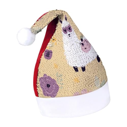 DWTJKMS Nikolausmütze mit Alpaka und Biene, klassischer Pelzmütze, dicker Weihnachtsmütze, Partyhut mit Pailletten, lustige Wintermütze DWTJKMS Nikolausmütze mit Alpaka und Biene, klassischer Pelzmütze, dicker Weihnachtsmütze, Partyhut mit Pailletten, lustige Wintermütze von DWTJKMS
