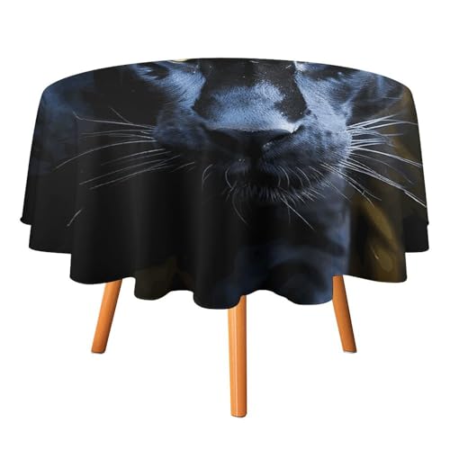 DWTJKMS Panther mit blauen Augen, runde Tischdecke, Picknick, Abendessen, Party, Dekoration, Sommer, Herbst, Outdoor, Kreisabdeckung, 152,4 x 152,4 cm, für Hochzeit, Geburtstag, Terrasse, Party DWTJKMS Panther mit blauen Augen, runde Tischdecke, Picknick, Abendessen, Party, Dekoration, Sommer, Herbst, Outdoor, Kreisabdeckung, 152,4 x 152,4 cm, für Hochzeit, Geburtstag, Terrasse, Party von DWTJKMS