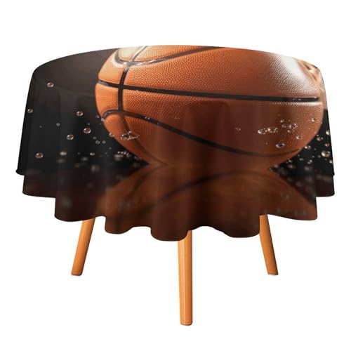 DWTJKMS Runde Basketball-Tischdecke, Picknick, Dinner-Party, Dekoration, Tischdecken, Sommer, Herbst, Outdoor, Kreisabdeckung, 127 x 127 cm, für Hochzeit, Geburtstag, Terrasse, Party DWTJKMS Runde Basketball-Tischdecke, Picknick, Dinner-Party, Dekoration, Tischdecken, Sommer, Herbst, Outdoor, Kreisabdeckung, 127 x 127 cm, für Hochzeit, Geburtstag, Terrasse, Party von DWTJKMS
