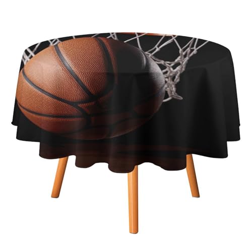 DWTJKMS Runde Basketball-Tischdecke, Picknick, Dinner-Party, Dekoration, Tischdecken, Sommer, Herbst, Outdoor, Kreisabdeckung, 152,4 x 152,4 cm, für Hochzeit, Geburtstag, Terrasse, Party DWTJKMS Runde Basketball-Tischdecke, Picknick, Dinner-Party, Dekoration, Tischdecken, Sommer, Herbst, Outdoor, Kreisabdeckung, 152,4 x 152,4 cm, für Hochzeit, Geburtstag, Terrasse, Party von DWTJKMS
