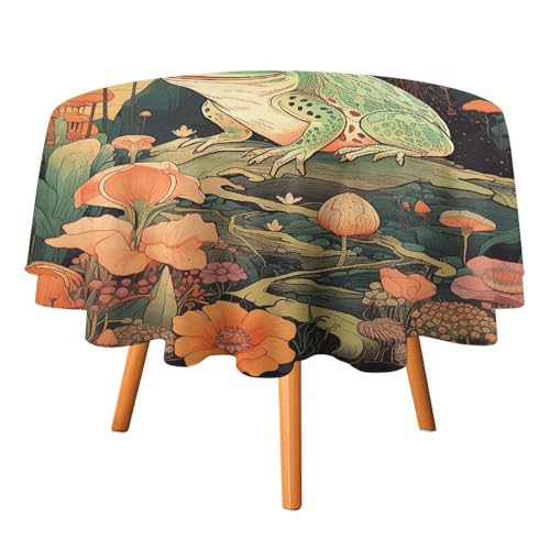 DWTJKMS Runde Tischdecke, Frosch auf Berg, Picknick, Dinner-Party, Dekoration, Tischdecken, Sommer, Herbst, Outdoor, Kreisabdeckung, 91,4 x 91,4 cm, für Hochzeit, Geburtstag, Terrasse, Party DWTJKMS Runde Tischdecke, Frosch auf Berg, Picknick, Dinner-Party, Dekoration, Tischdecken, Sommer, Herbst, Outdoor, Kreisabdeckung, 91,4 x 91,4 cm, für Hochzeit, Geburtstag, Terrasse, Party von DWTJKMS