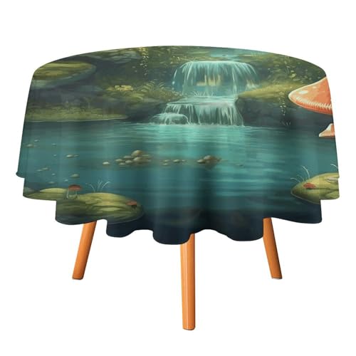 DWTJKMS Runde Tischdecke, Motiv: Blick auf Fantasy, Fluss, Pilz, Picknick, Dinner-Party, Dekoration, Tischdecken, Sommer, Herbst, Outdoor, Kreis, 178 x 177,8 cm, für Hochzeit, Geburtstag, Terrasse DWTJKMS Runde Tischdecke, Motiv: Blick auf Fantasy, Fluss, Pilz, Picknick, Dinner-Party, Dekoration, Tischdecken, Sommer, Herbst, Outdoor, Kreis, 178 x 177,8 cm, für Hochzeit, Geburtstag, Terrasse von DWTJKMS