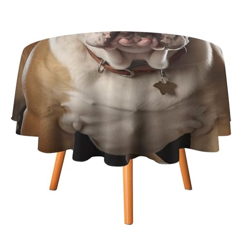 DWTJKMS Runde Tischdecke, Motiv: Englische Bulldogge, Picknick, Dinner-Party, Dekoration, Sommer, Herbst, Outdoor, Kreisabdeckung, 91,4 x 91,4 cm, für Hochzeit, Geburtstag, Terrasse, Party DWTJKMS Runde Tischdecke, Motiv: Englische Bulldogge, Picknick, Dinner-Party, Dekoration, Sommer, Herbst, Outdoor, Kreisabdeckung, 91,4 x 91,4 cm, für Hochzeit, Geburtstag, Terrasse, Party von DWTJKMS